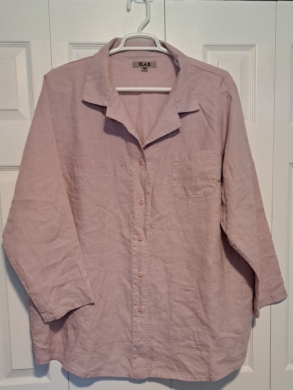 Flax 3G Linen Relaxed Button-Front Shirt NWOT